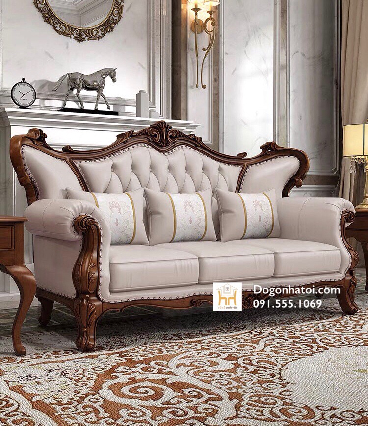 Sofa Gỗ Tự Nhiên Tân Cổ Điển Sang Trọng Cao Cấp SF417 - Đồ Gỗ Nhà Tôi