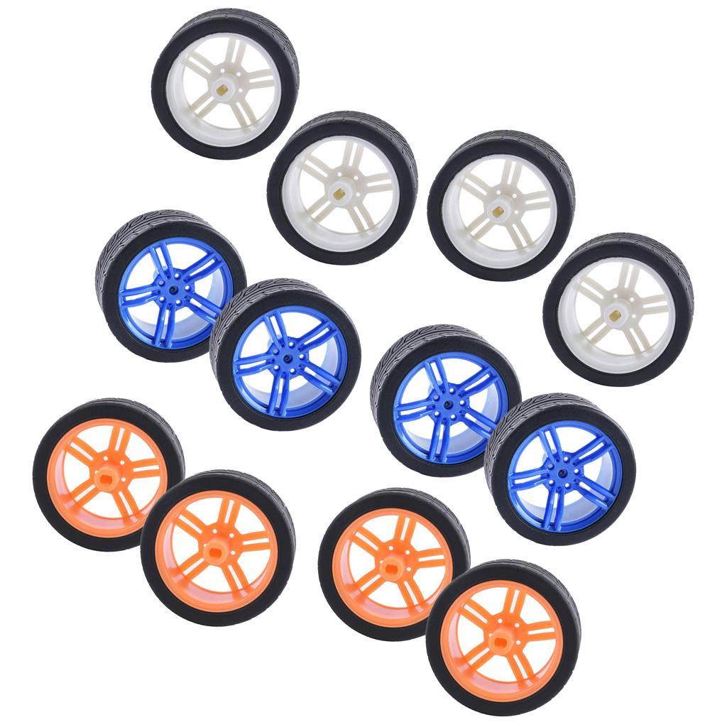 For Compatible Kits Smart Robot - 12 Pcs Smart Robot Car Tyres Wheels For TT Motor Chassis - 12x Smart robot car wheels