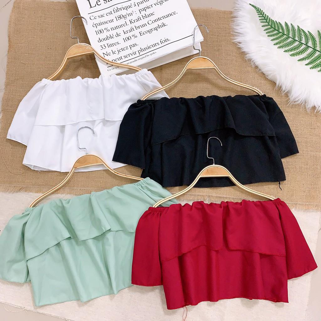 ÁO CROPTOP BẸT VAI VOAN NGẮN - ÁO KIỂU CRT  NGẮN TAY 175