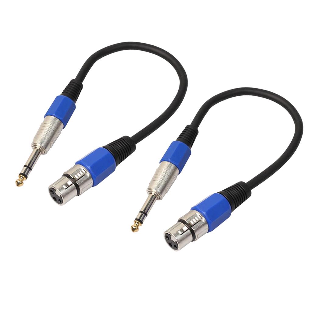 2 PCS 6.35 mm TRS Stereo to XLR Female Microphone Cable to XLR-M Cord