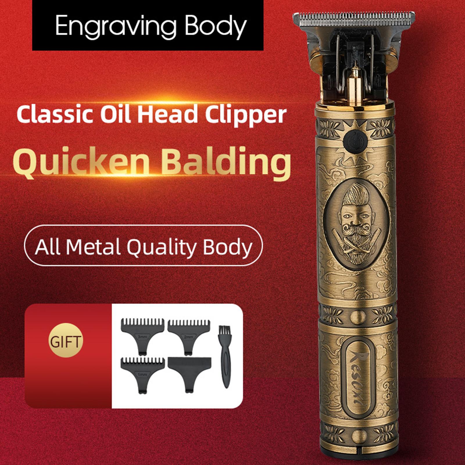 Cordless Barber Clipper Hair Cutting Kit Beard Trimmer Haircut Grooming Set T-Blade Trimmer USB Electric Beard Trimmer