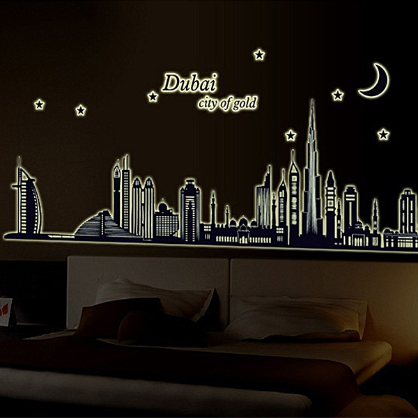 Decal Dán Tường Thành Phố Dubai Dạ Quang Binbin PK480