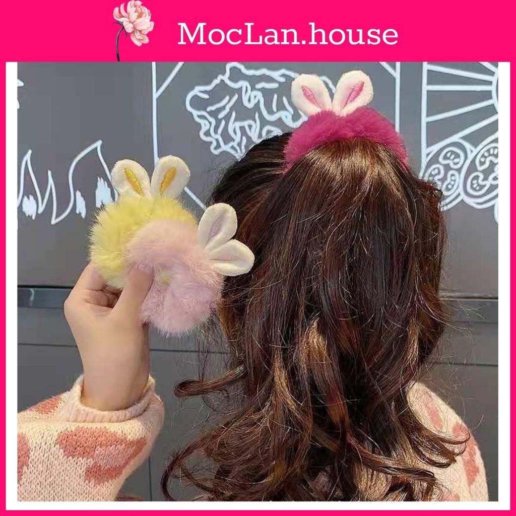 Dây buộc toc tai thỏ dễ thương, chun buộc tóc tròn lông thú xinh xắn cho bạn gái-moclan.house