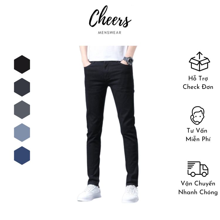 Quần Bò Nam Dài- Quần Jeans Nam Dài Cheers Chất vải Denim Co Dãn Cao Cấp, có Bigsize từ 28-36 với 05 màu sắc mặc thay đổi