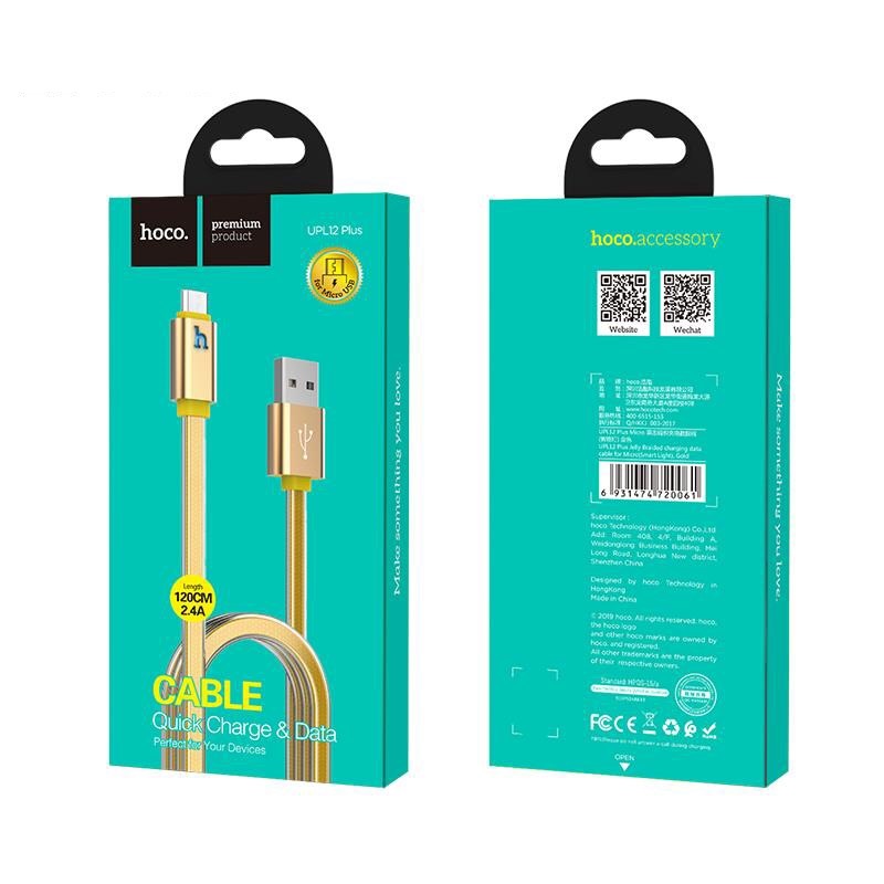 Cáp Sạc Hoco UPL12 Plus Micro USB Sạc Nhanh 1,2m - Giao Màu Ngẫu Nhiên - Hàng Nhập Khẩu