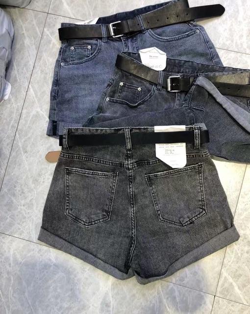 Quần short jeans trơn Xám gấp lai - ko kèm nịt