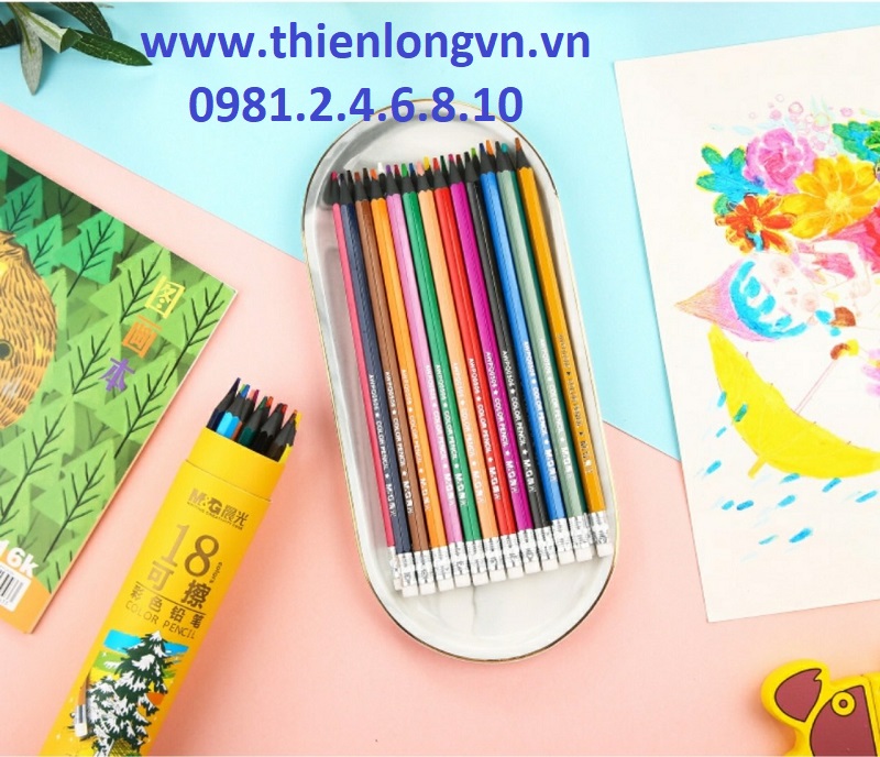 Chì gỗ 18 màu tẩy xóa được M&G - AWPQ0507