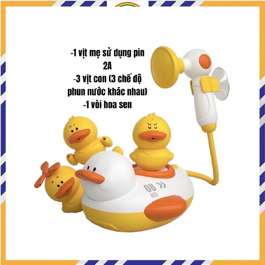 Đồ Chơi Nhà Tắm Cho Bé, Đồ Chơi Vịt Phun Nước Vòi Sen, Vịt Bơi Nhà Tắm
