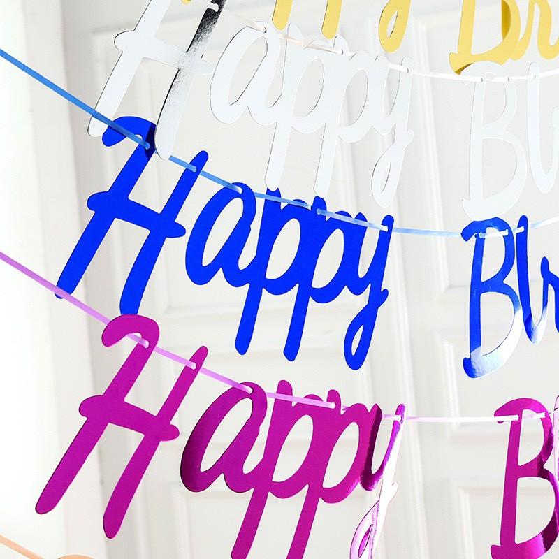 Dây Chữ Happy Birthday Ánh Kim Trang Trí Tiệc Sinh Nhật Bé Trai,Bé Gái,Người Lớn BB59