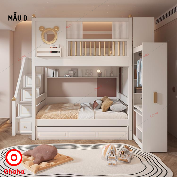 Giường tầng thông minh cao cấp 3 tầng Ohaha có tủ áo - GTCC027