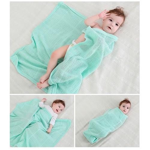 Chăn lưới sợi cotton thoáng khí giữ ấm cho bé-chống ngạt, quấn quanh cho bé siêu mềm mại