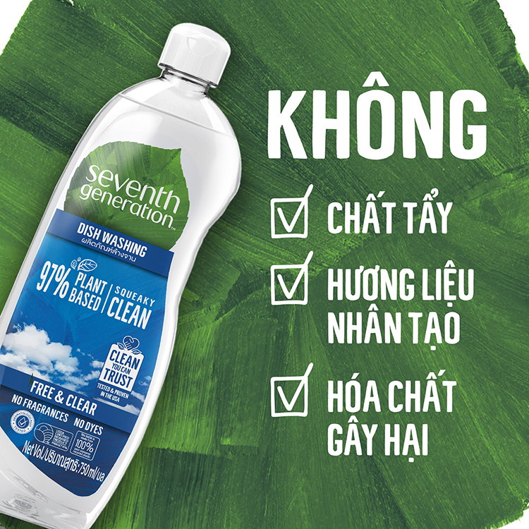 Combo 2 Nước Rửa Chén Seventh Generation Free&amp;Clear (750ml)