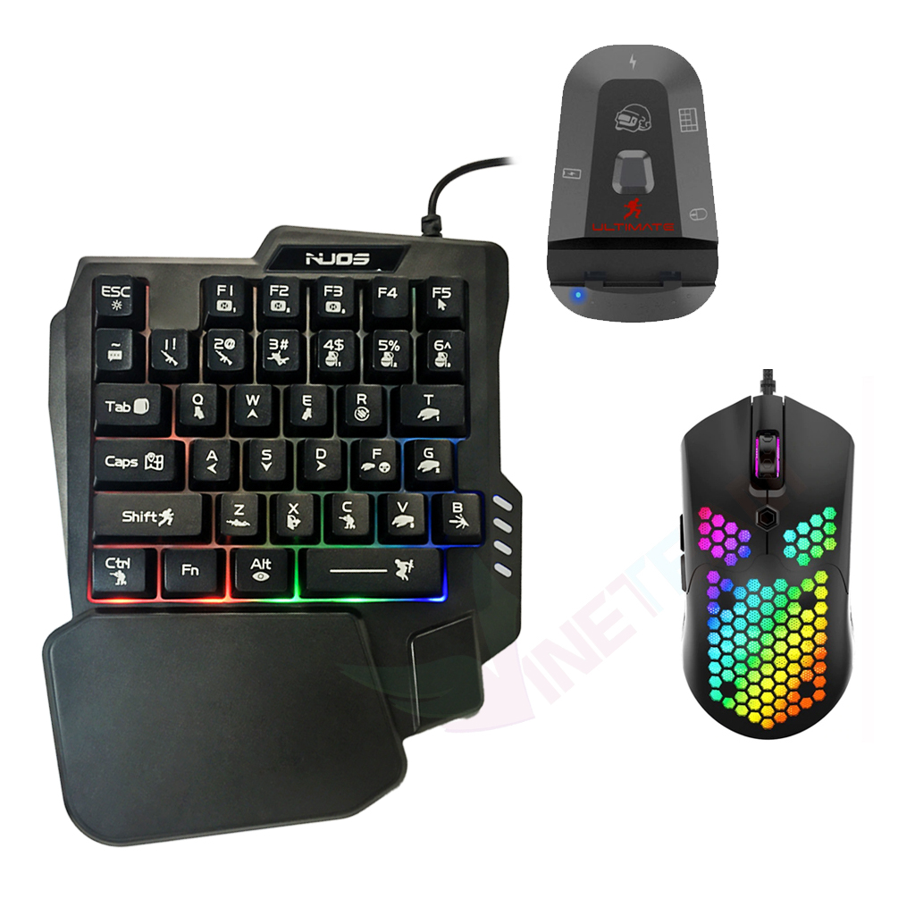 Bàn phím giả cơ một tay Nuos K13 - 6 chế độ đèn Led - Tương thích với mọi bộ chuyển đổi - Hàng Nhập Khẩu