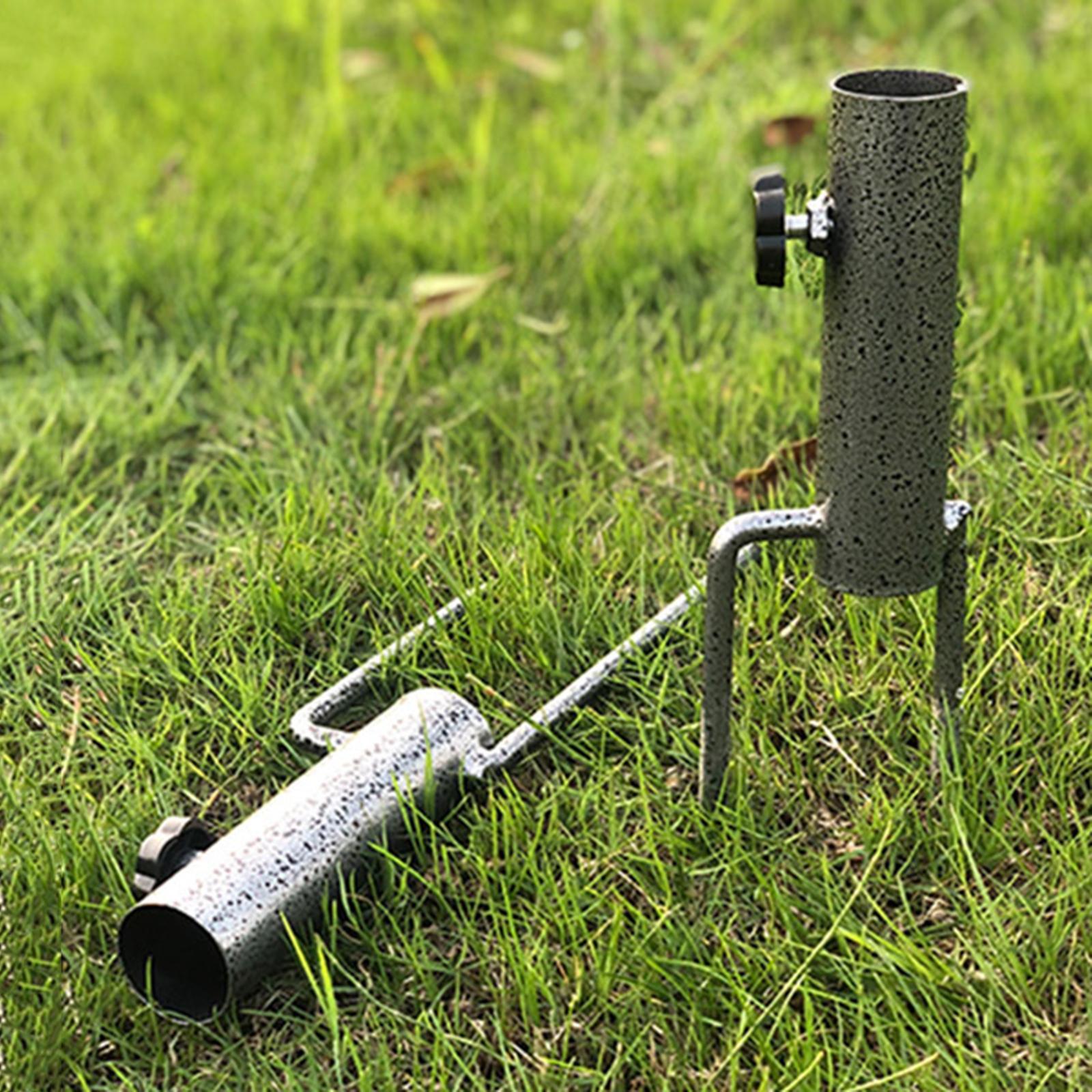 Parasol Umbrella Base Stand Outdoor Garden Metal Parasol Holder w/ 2 Forks