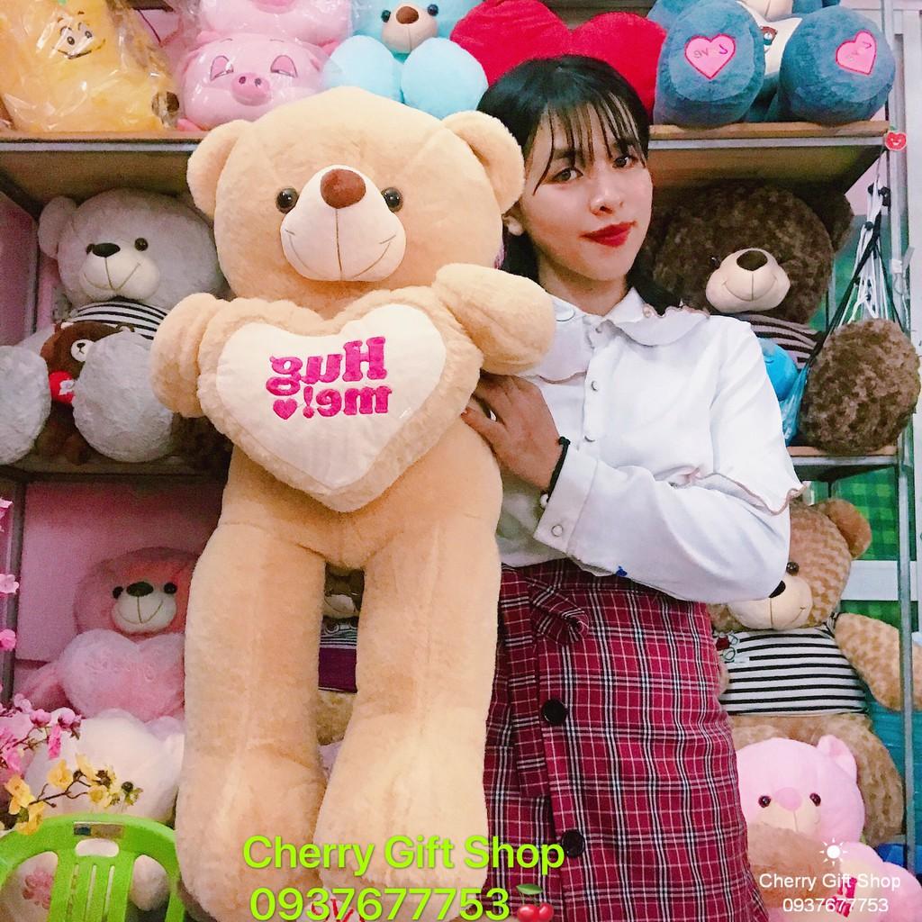 Gấu Bông Teddy Ôm Tim Cao Cấp 90cm Ảnh Shop Chụp