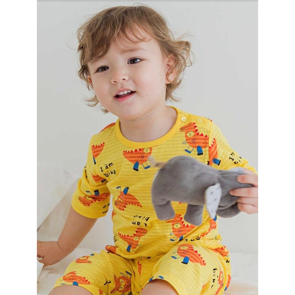 BỘ LỬNG CAO CẤP BÉ TRAI NỘI ĐỊA HÀN, CHẤT COTTON GIẤY ORGANIC, MẪU KHỦNG LONG VÀNG
