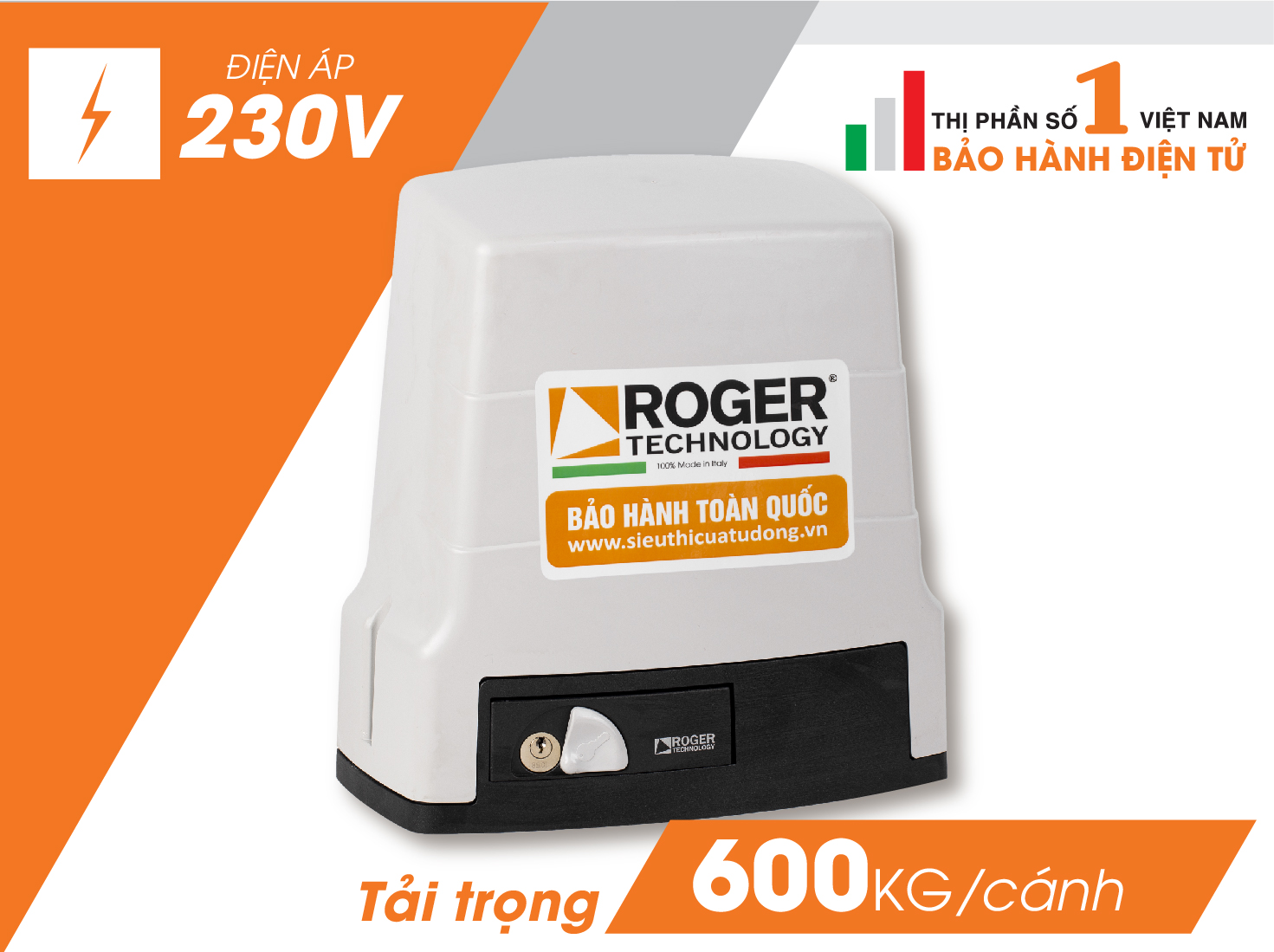 Motor cổng trượt tự động Roger Italia KIT H30