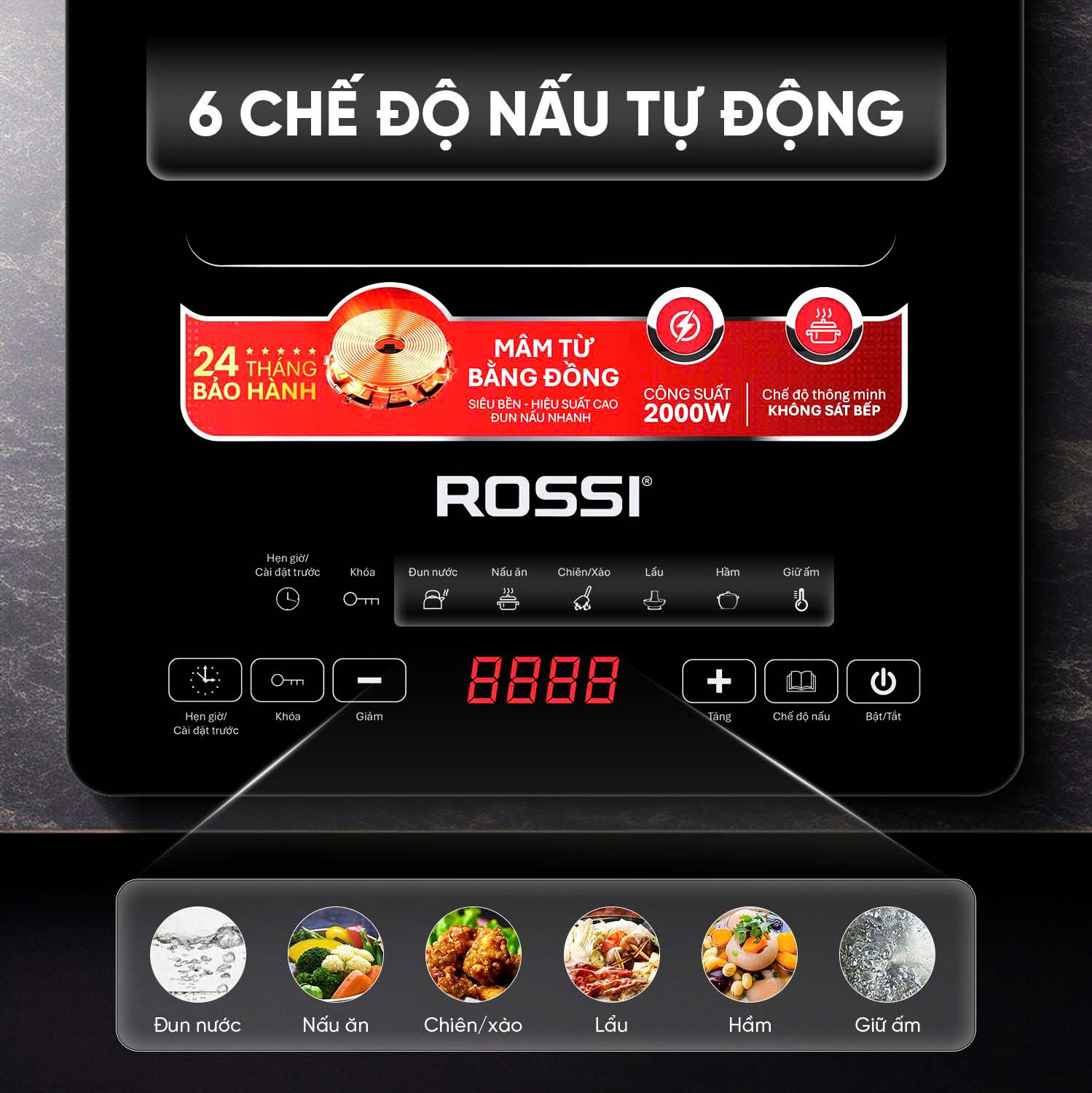 Bếp Từ Đơn Tân Á Đại Thành Rossi RS-1020CE01 Kèm Nồi - Hàng Chính Hãng