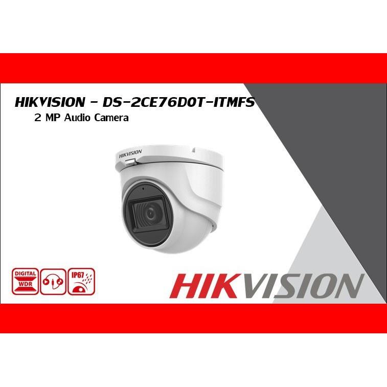 Camera quan sát HD-TVI Hikvison DS-2CE76D0T-ITMFS 2.0MP (Vỏ sắt, chế độ ngày đêm, hồng ngoại 30m) - Hàng chính hãng