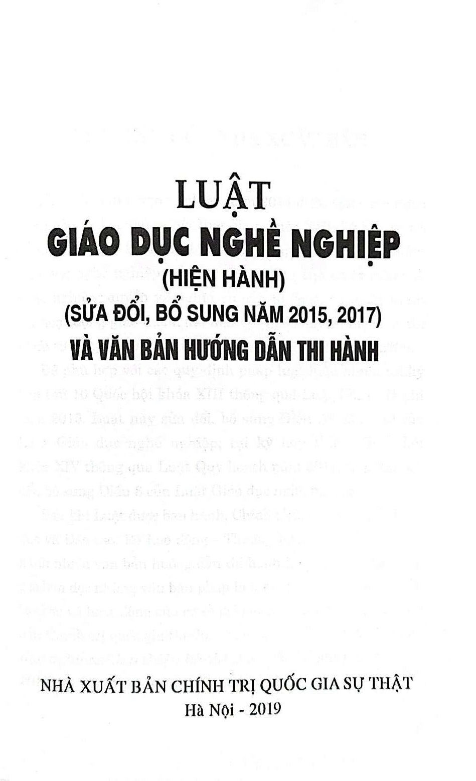 Luật giáo dục nghề nghiệp và văn bản hướng dẫn thi hành