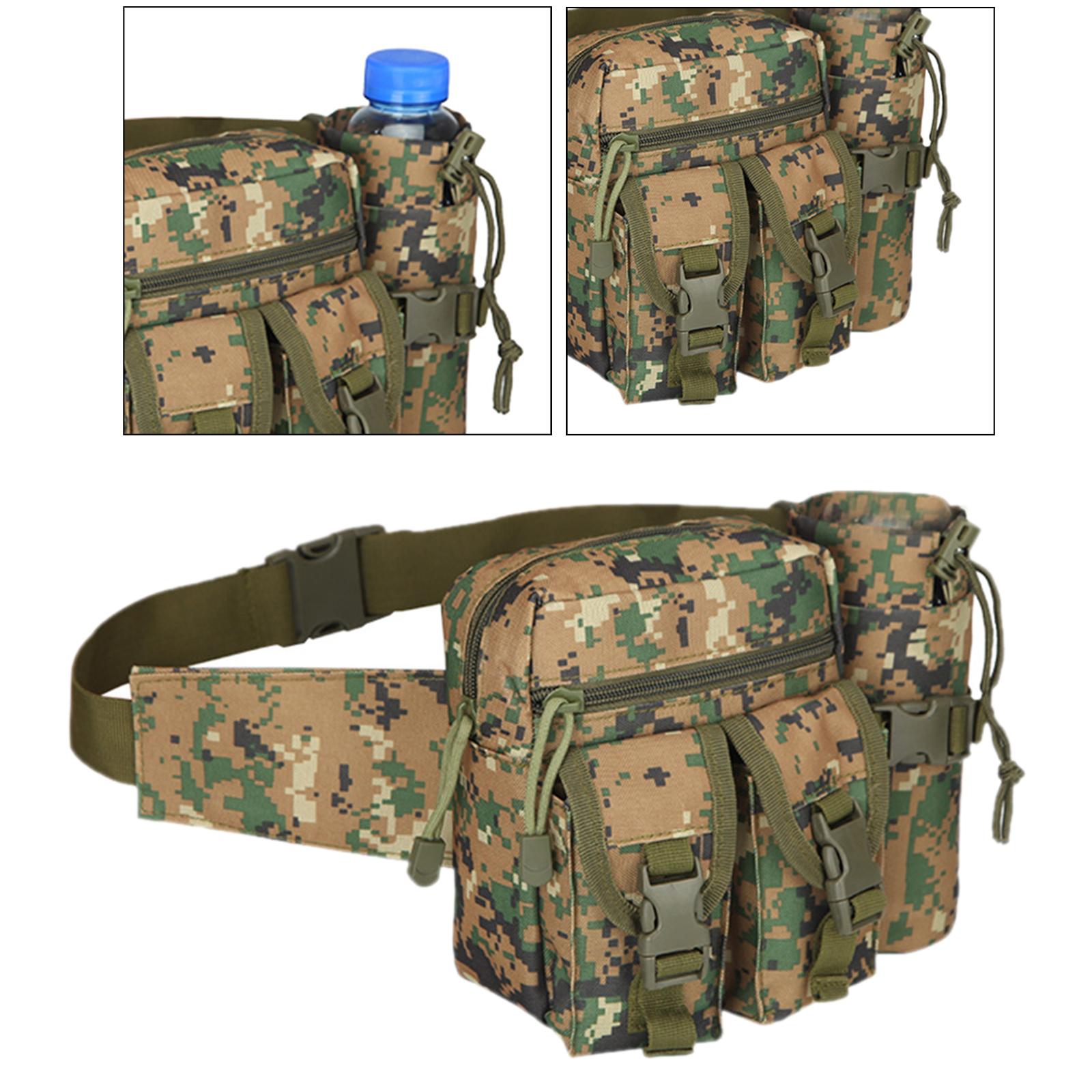 Outdoor Men Waist Pack Bag Hiking Water Bottle Pouch Waterproof Sports Hunting Walking Climbing Mountaineering Riding Fishing Camping Shooting Utility