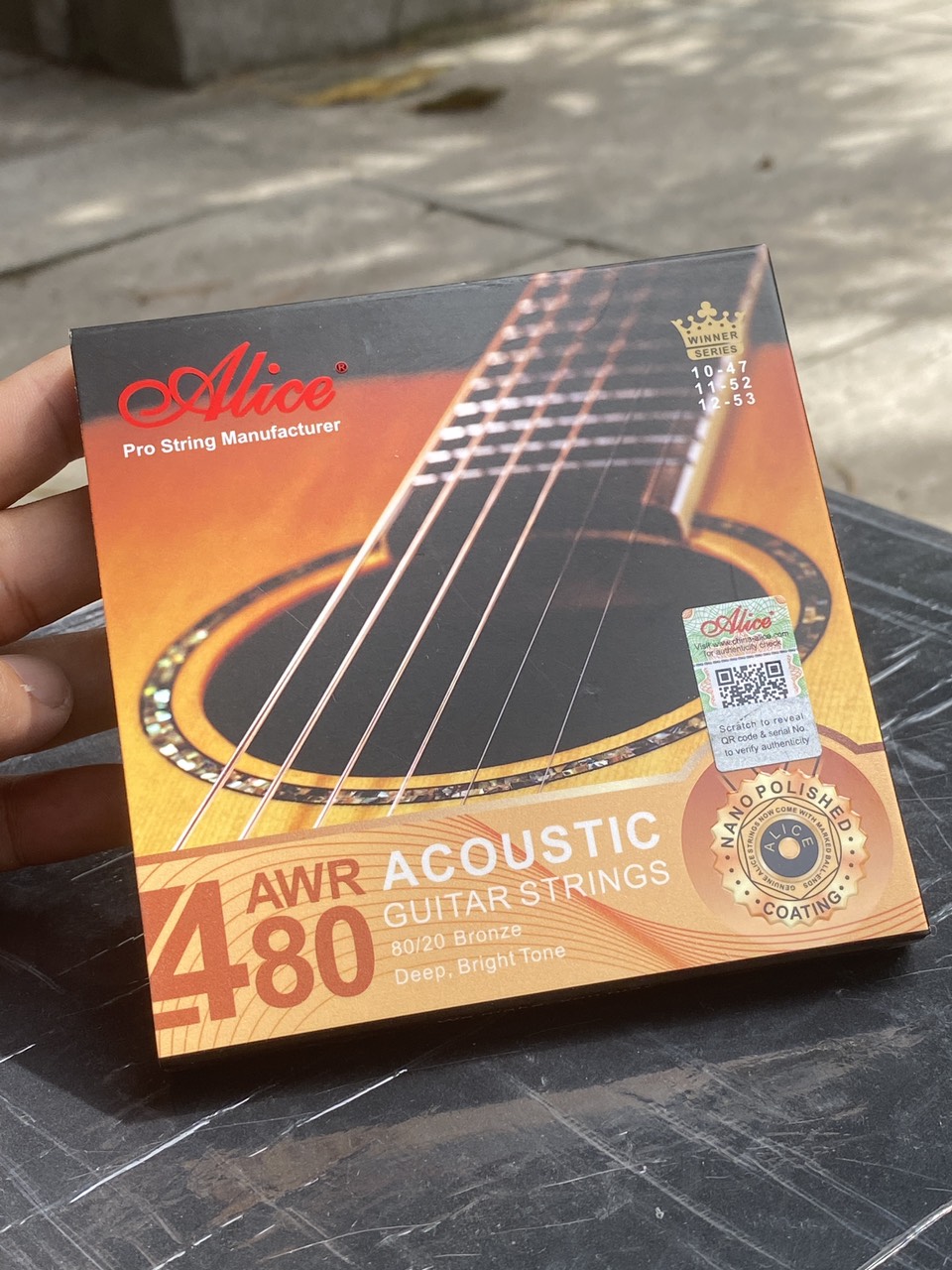 Dây Đàn Guitar Acoustic AWR480 Alice công nghệ phủ nano đa lớp - Chống rỉ sét tuổi thọ cao - Chốt CH Alice Bộ 6 dây