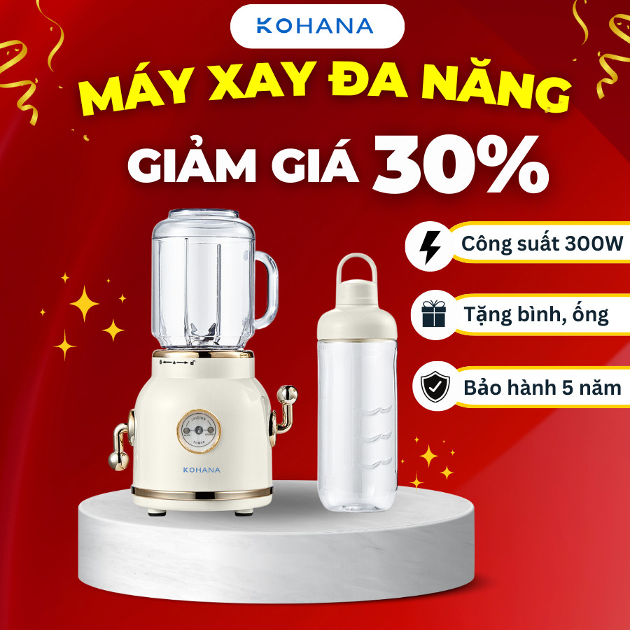 Máy xay sinh tố đa năng KOHANA Công suất 300w - Mua 1 Cối xay thủy tinh Cao cấp Tặng 1 cối xay thể thao tiện lợi