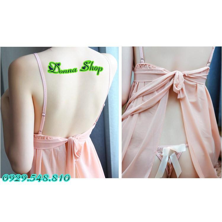 Váy ngủ sexy - Chất liệu voan ren mềm mịn - Mã DN07 màu hồng