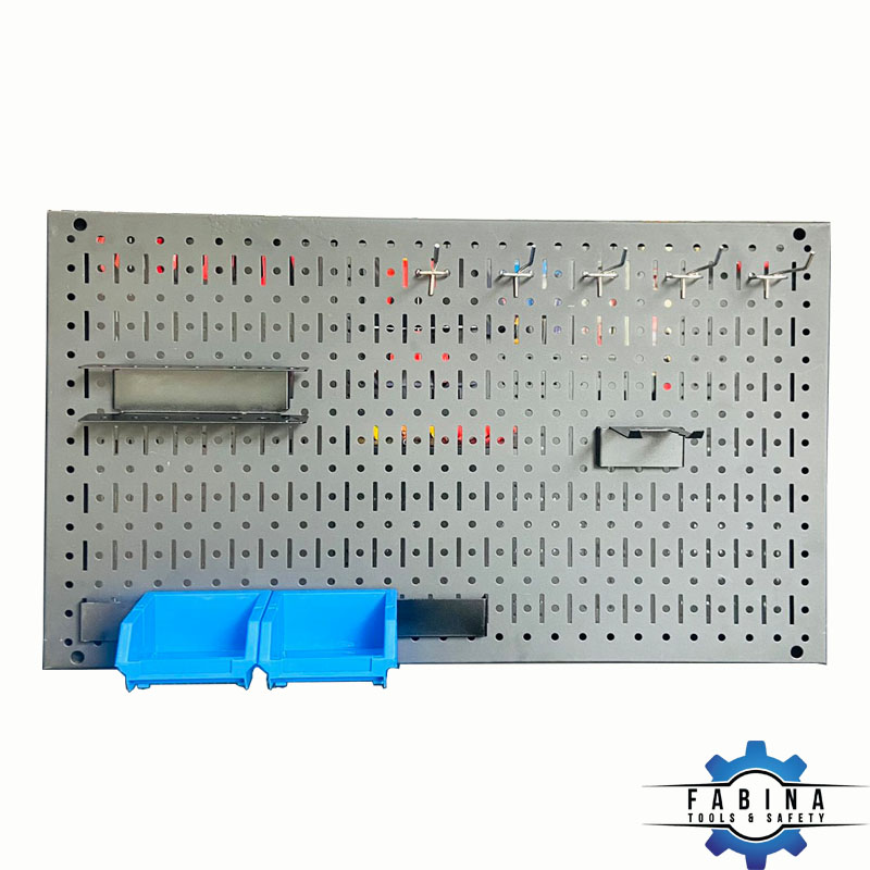 Tấm lưới Pegboard 69x40cm màu đen treo tường đa năng kèm phụ kiện