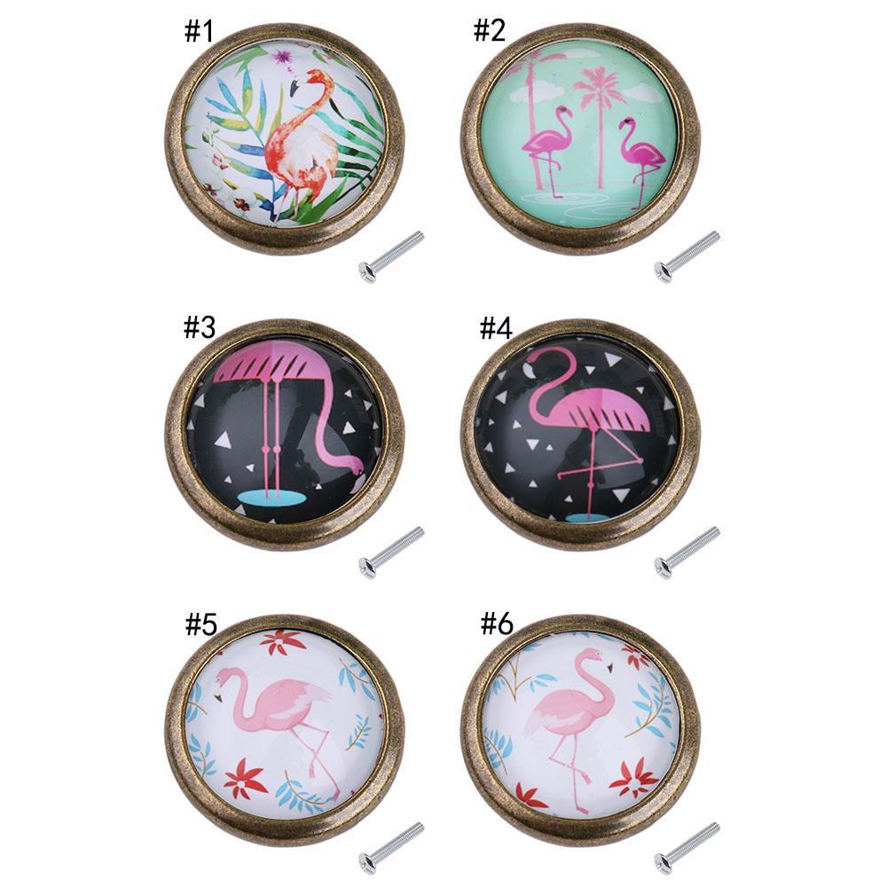 3X Retro Drawer Cabinet Cupboard Door Pull Handle Knob Flamingo Home Decor 4