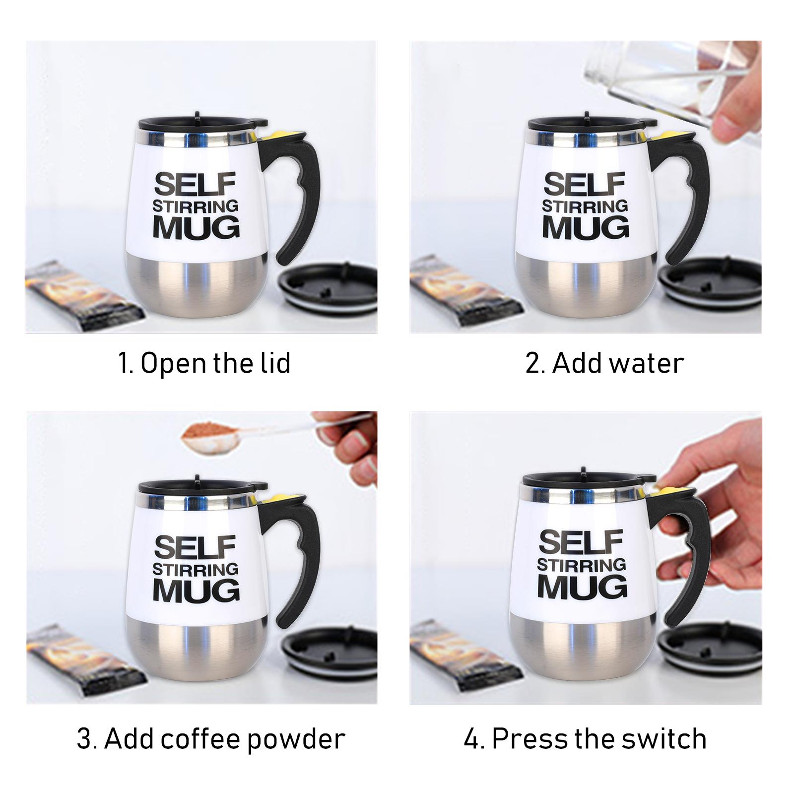400mL Self Stirring Mug with Lid Automatic Stirring Coffee Cup Electric Stainless Steel Self Mixing Coffee Cup