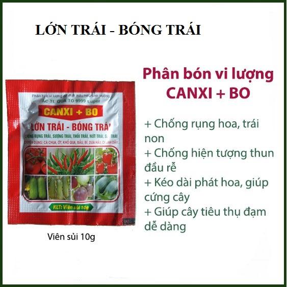 20 gói Phân bón Canxi-Bo viên sủi 10g -giúp lớn trái, bóng trái, chống rụng trái nứt trái