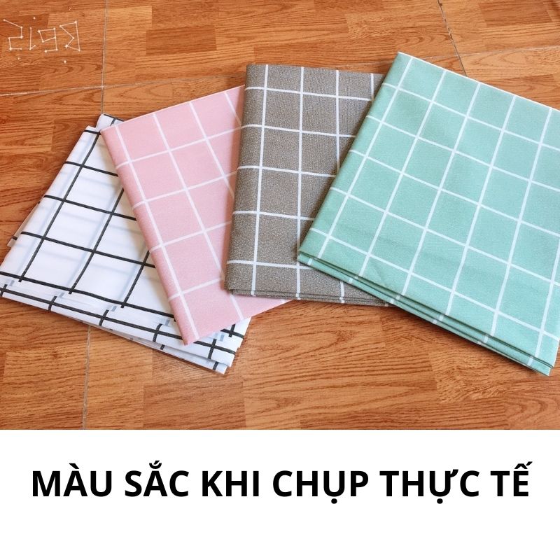 Khăn trải bàn vintage 90 x 137cm kẻ caro trải bàn ăn, bàn học, decor vải PVC không thấm nước