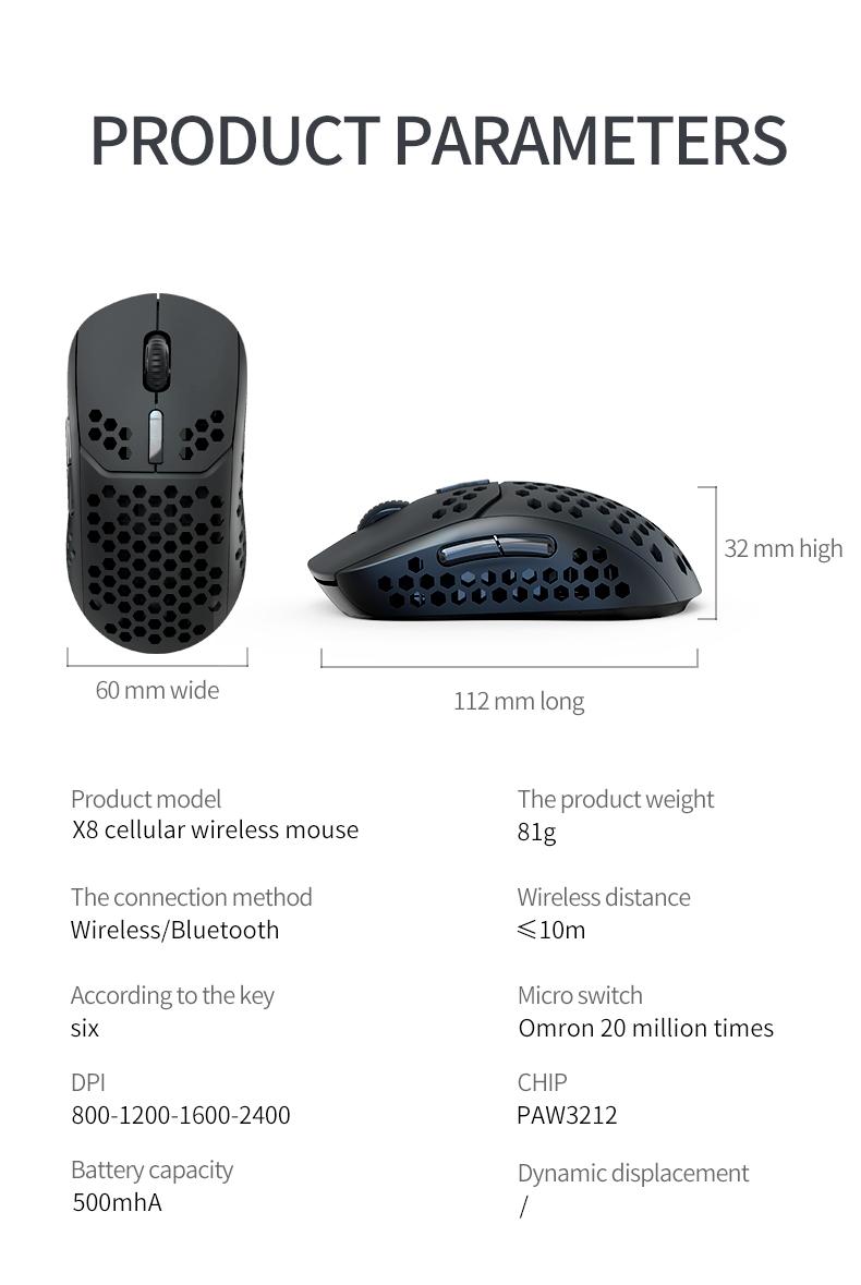 KuWFi 2 Trong 1 Chuột Chơi Game Chế Độ Kép 2.4Ghz & Bluetooth 5.0 Không Dây 2400DPI Chuột Máy Tính Cho PC/Laptop