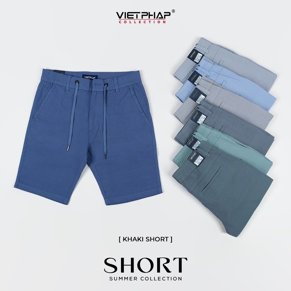 Quần Short Kaki Cao Cấp VIỆT PHÁP/ Form basic/ thêu logo sườn, chất liệu dệt cotton mềm mịn hút mồ hôi ,không phai màu 1211