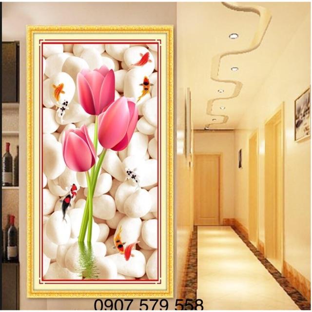 Tranh thêu chỉ lụa thêu kín kt 57x100 cm