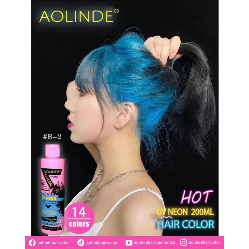 Kem nhuộm tóc Semi UV Neon Không Amoniac trên nền tóc tẩy Level 9 - Bubblegum Blue Xanh biển 200ml + Gội xả gói Karseell 15ml