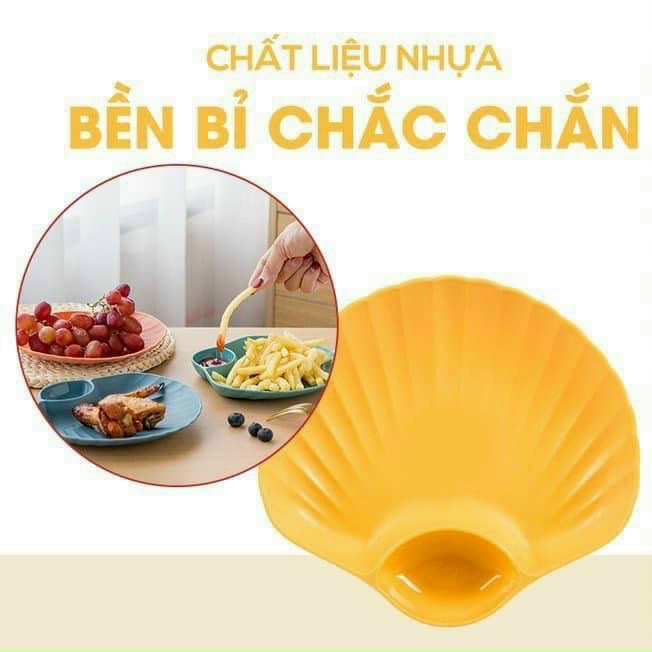 Set 4 Đĩa nhựa đựng thức ăn hình vỏ sò – đĩa nhựa vỏ sò độc lạ