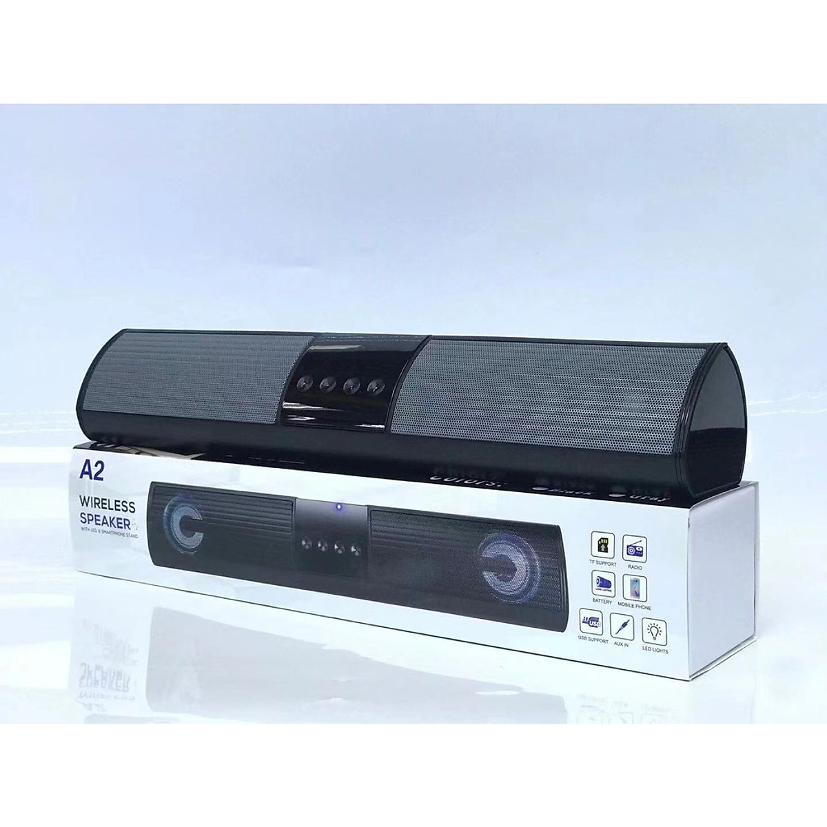 Loa bluetooth speaker ROYALMIC A2 dáng dài 2 loa cực đỉnh –  Kiểu dáng sang trọng hỗ trợ thẻ nhớ, đài FM - Hàng chính hãng