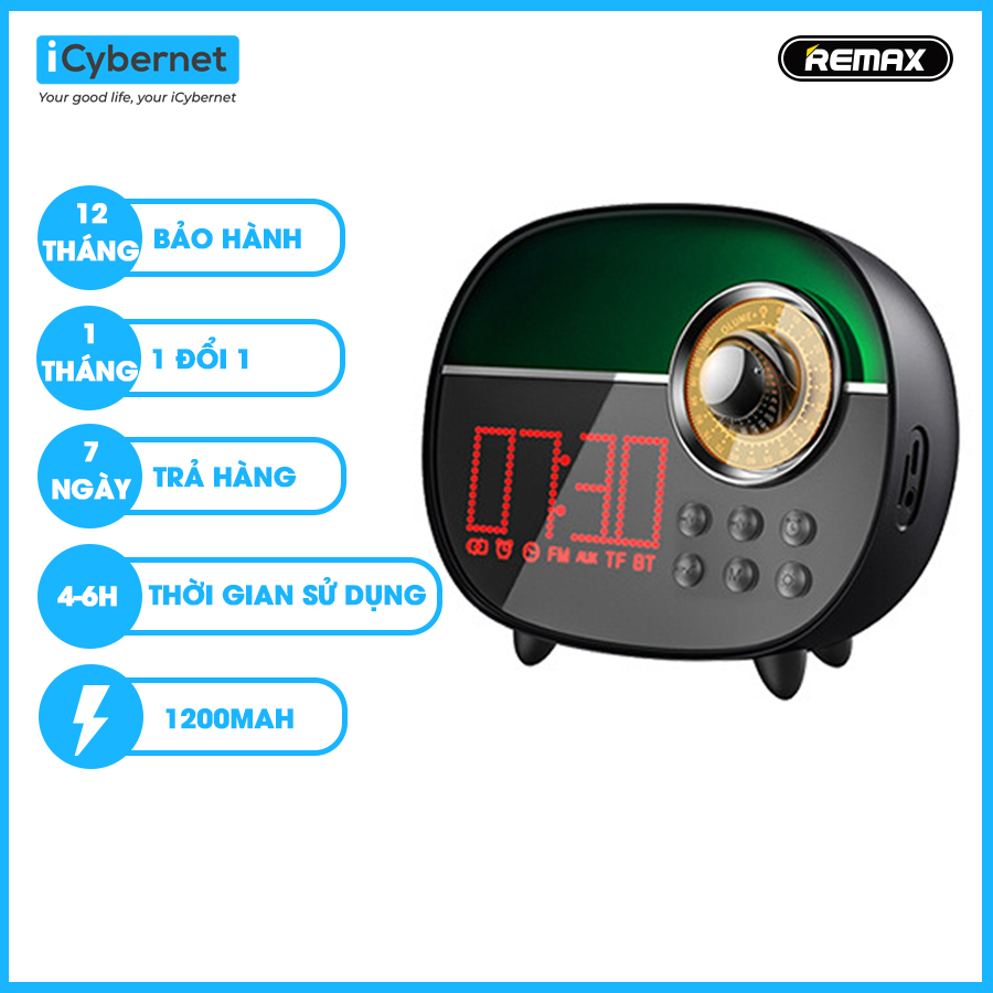 Loa Bluetooth kiêm đồng hồ Remax RB-M50 Hàng chính hãng