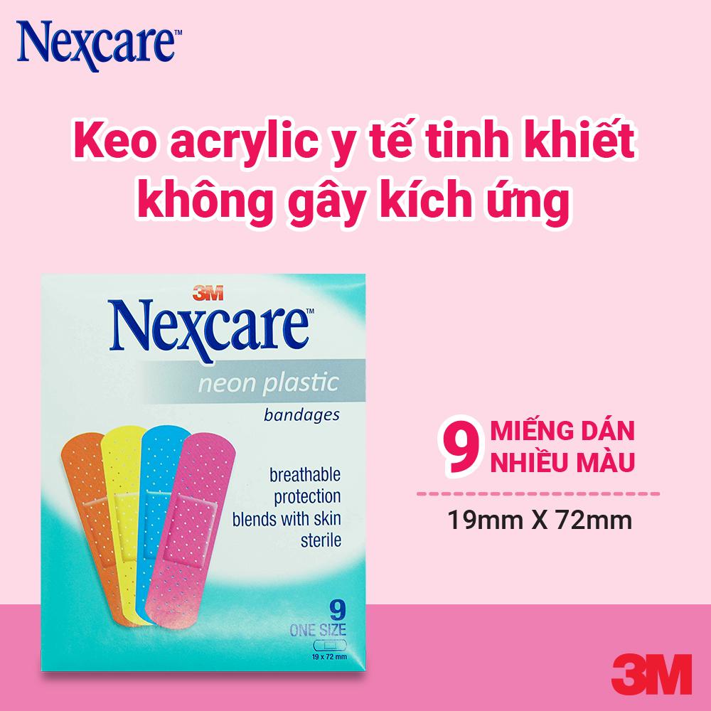 Băng keo cá nhân Nexcare 3M 19x72mm 90 miếng - Màu neon tươi sáng, keo y tế siêu dính, co dãn NEONS9