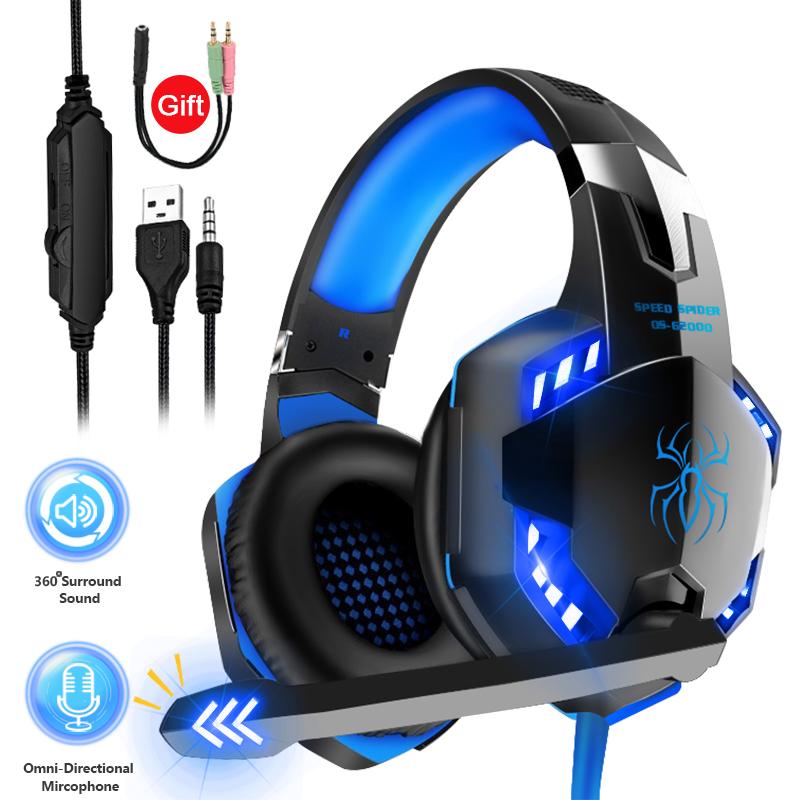 Game Thủ Chuyên Nghiệp Tai Nghe LED Stereo Tai Nghe Chơi Game Cho PS5 PS4 FiFa 21 Xbox One PC Với Tiếng Ồn-Loại Bỏ micro