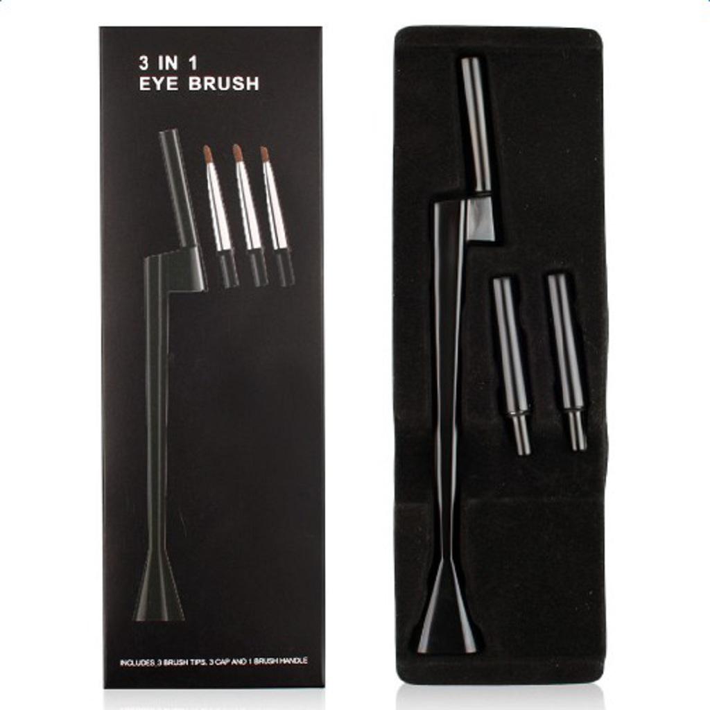 3 In 1 Makeup Eye Brush Kit Eyebrow Shadow Lip Concealer Cosmetic Brush Tool