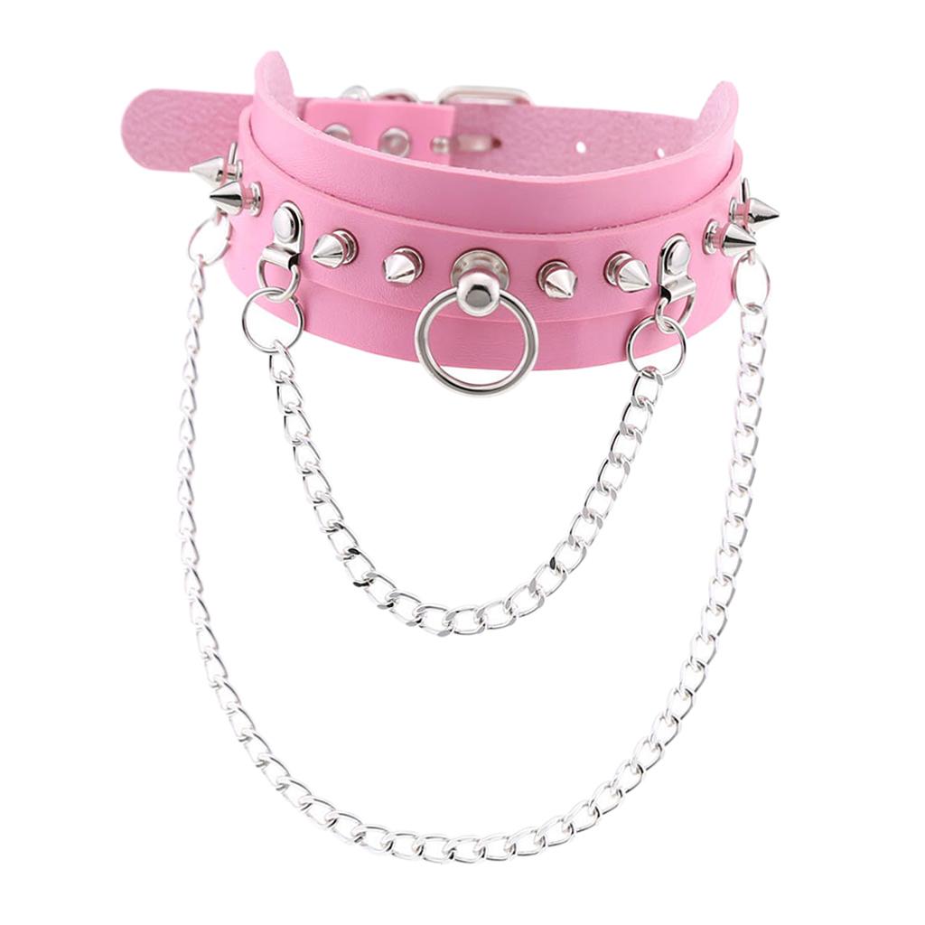 Women Mens Punk Gothic Collar Choker PU Leather  Rivet Necklace