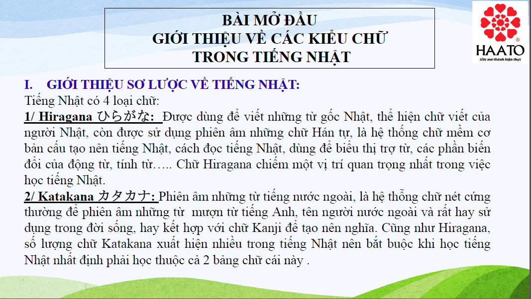 Khóa học Bảng chữ cái tiếng Nhật