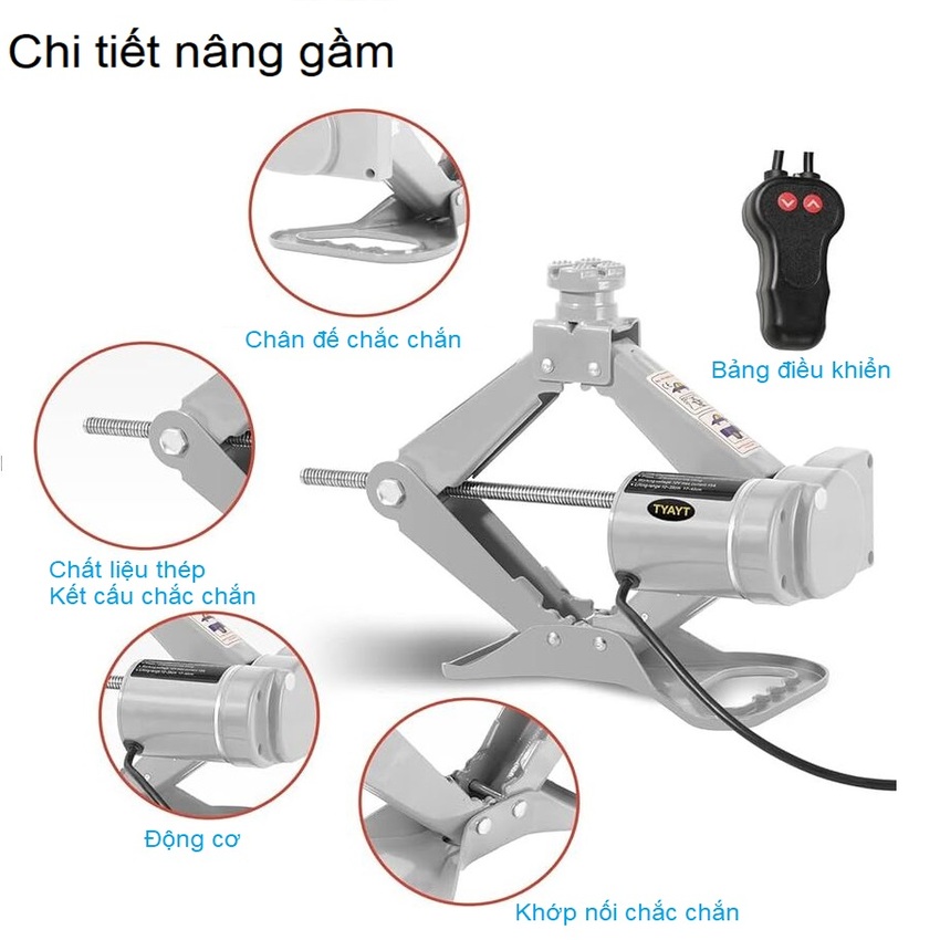 Bộ nâng kích gầm điện kèm máy siết ốc ô tô đa năng thương hiệu cao cấp ROGTZ TY-001 Tải Trọng 3 tấn - Hàng Nhập Khẩu (BẢO HÀNH 2 NĂM)