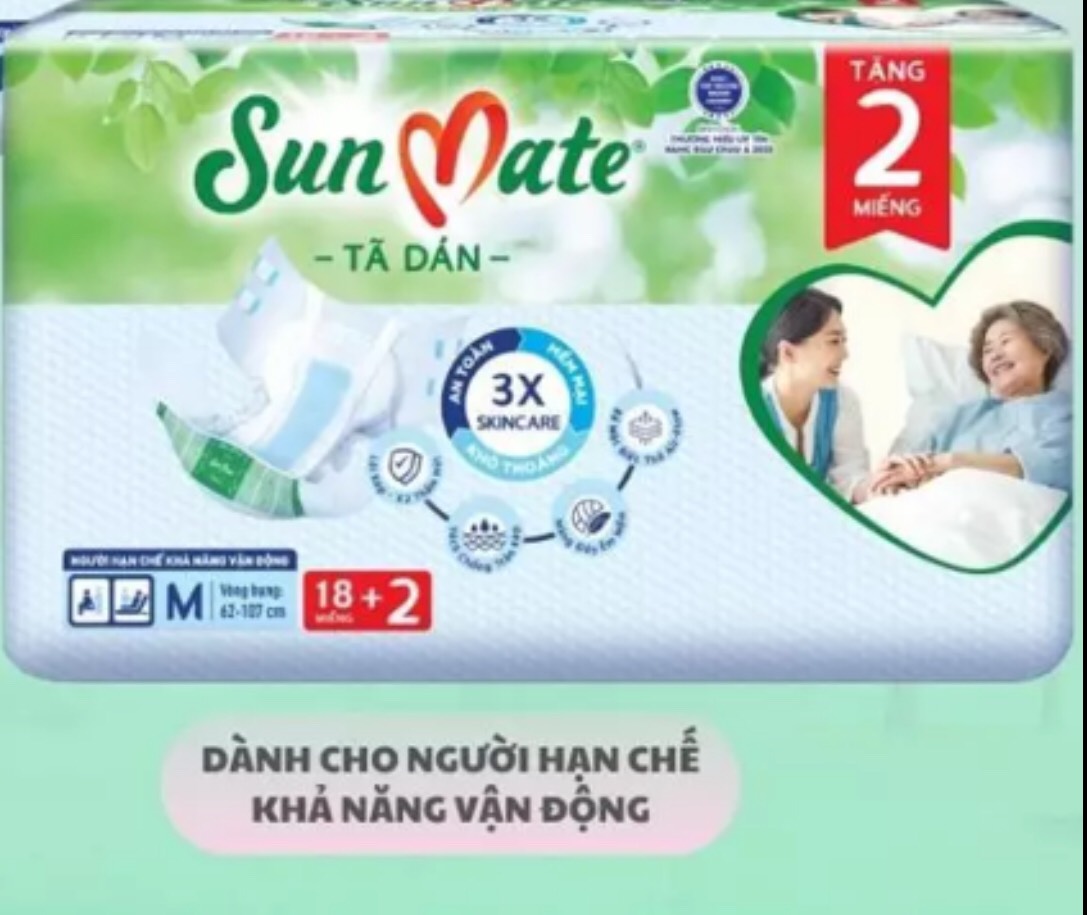 (Mẫu Mới) Tã Dán Sunmate M18 +2 (20 Miếng) - Tã Dán Cho Người Lớn (Gói Lớn Tiết Kiệm Hơn Sunmate M10) -Hsd Luôn mới