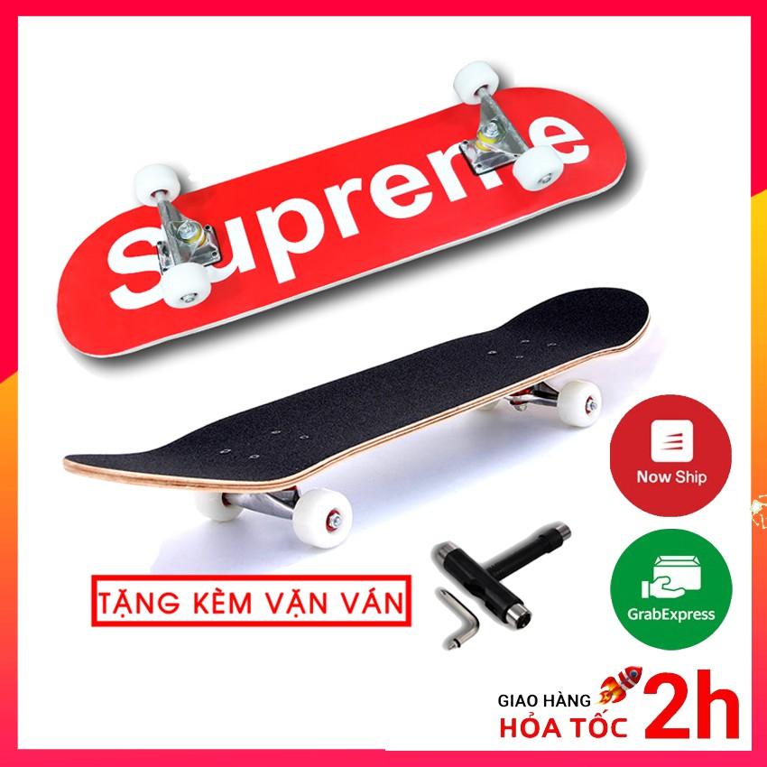 Ván trượt skateboard thể thao chất liệu gỗ phong ép cao cấp 7 lớp mặt nhám trẻ em và người lớn - tặng vặn ván