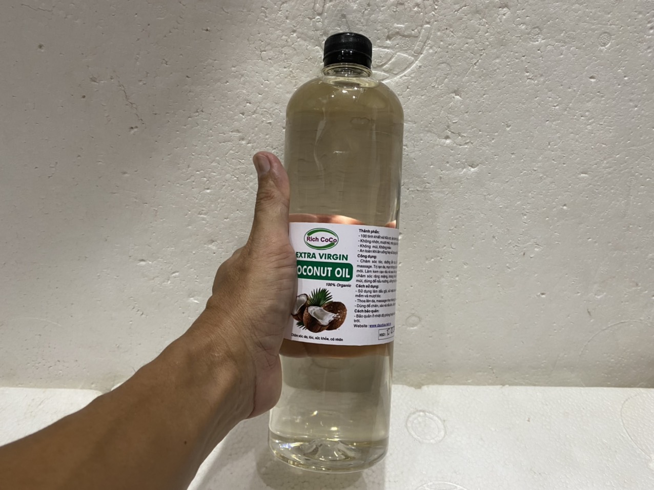 DẦU DỪA HỮU CƠ ÉP LẠNH - RICH COCO – EXTRA VIRGIN COCONUT OIL – CHAI 1 LÍT