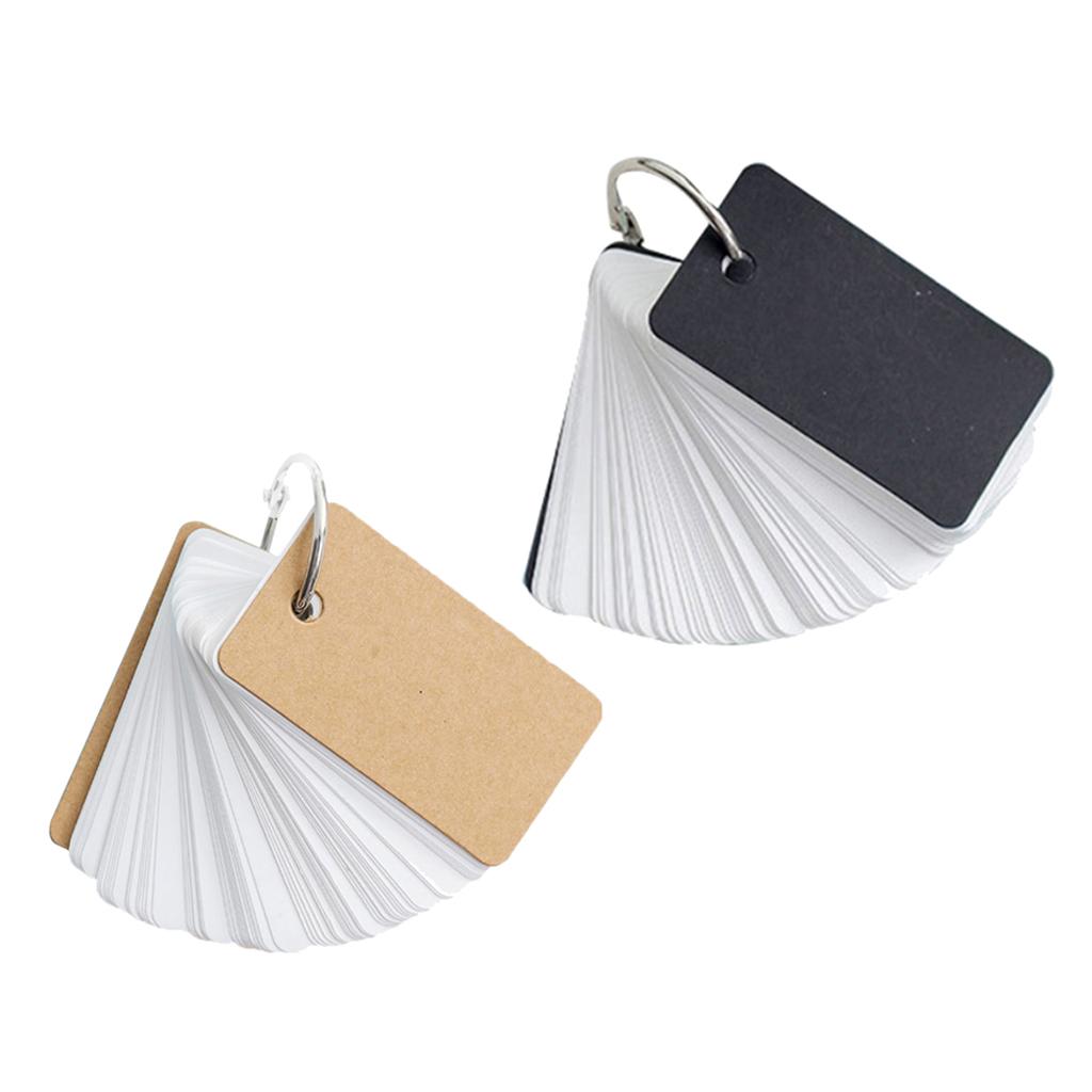2xNote Card with Binder Ring Memo Pad DIY flash cards Black